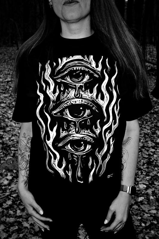 Totem — T-shirt z autorskim linorytem (Unisex)