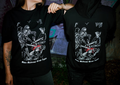 Make Medieval Great Again — T-shirt z autorskim linorytem (Unisex)